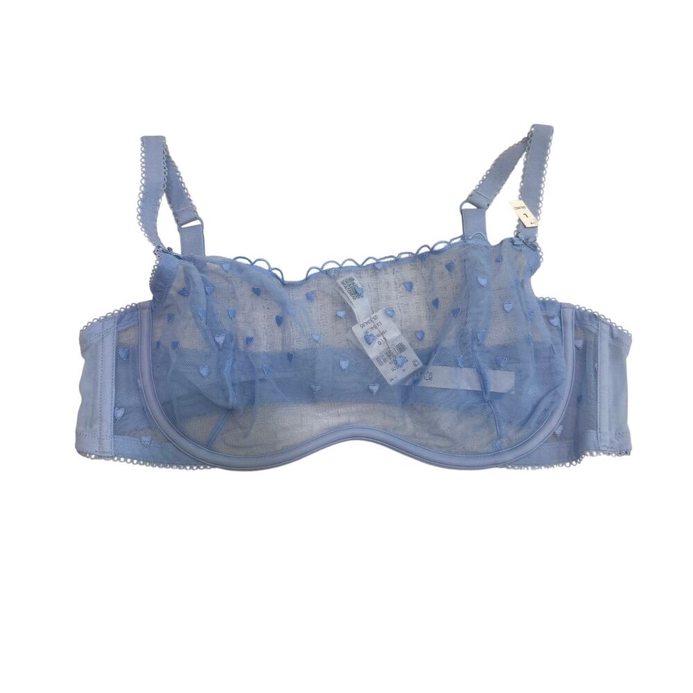 PINK Victoria’s Secret large Wink unlined heart embroidered scoop bra BC3 3211